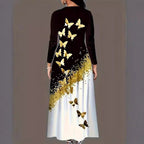 Damen Maxikleid mit elegantem Schmetterlingsdesign und funkelnden Akzenten