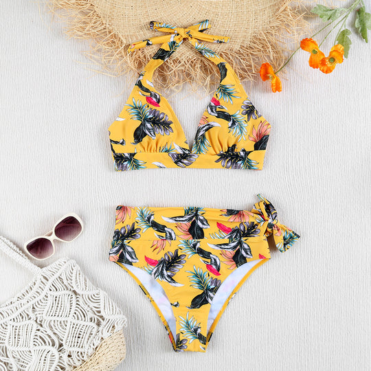 Damen Bikini-Set mit verspieltem Haltertop und hochgeschnittenem Höschen R&B