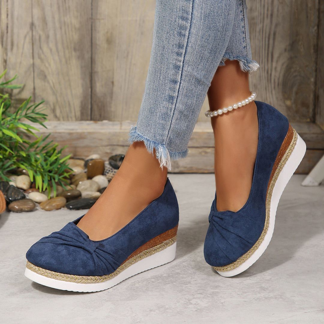 Damen Wedge-Pantoletten mit dekorativem Knoten R&B