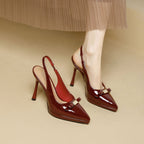 Damen Slingback-High-Heels mit glänzender Oberfläche und eleganter Schnalle