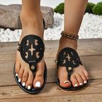 Damen Businesstransparente Zehentrenner-Sandalen mit modischen Schnallen R&B