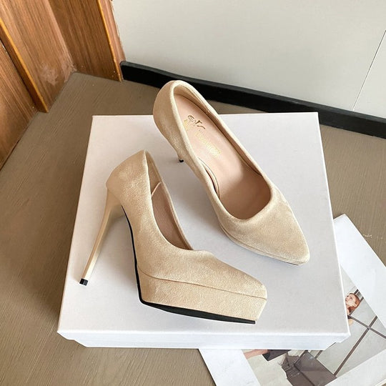 Damen elegante Pumps mit plateauförmiger Sohle R&B