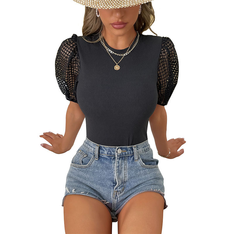 Damen Body mit raffinierten Spitzenärmel R&B