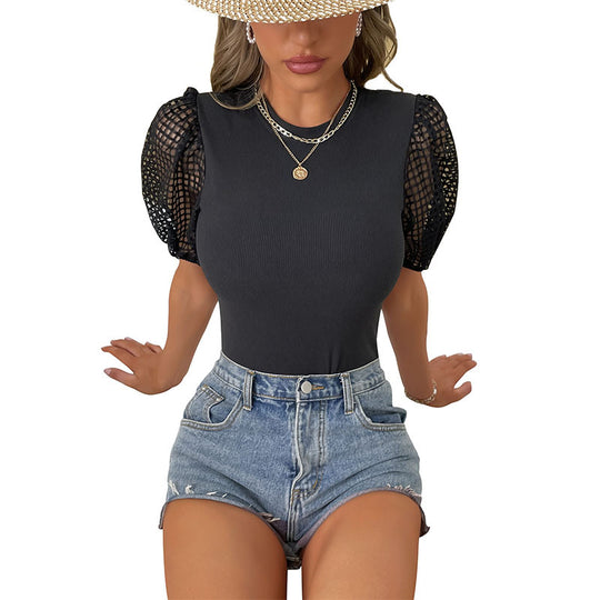 Damen Body mit raffinierten Spitzenärmel R&B