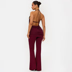 Damen Eleganter Jumpsuit mit doppeltem Kragen und trendiger Raffung R&B