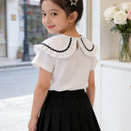 Mädchen Bluse mit Rüschensaum und floralem Design R&B