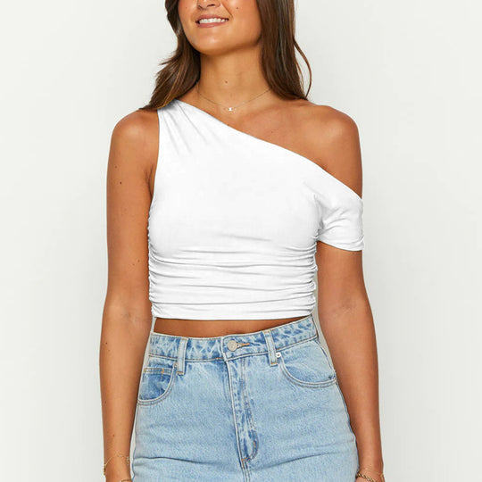 Damen Raffiniertes Asymmetrisches Oberteil mit Raffung R&B