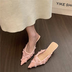 Damen spitze Slingback Mules mit floralen Applikationen R&B