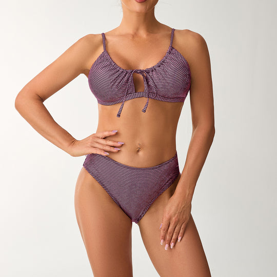 Damen Hoch tailliertes Bikini-Set mit verstellbarem Oberteil und Rüschendetails R&B