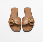 Damen Bequeme Slides mit dekorativem Schnallenakzent R&B