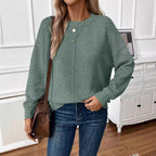 Damen legerer Strickpullover mit überschnittenen Schultern R&B