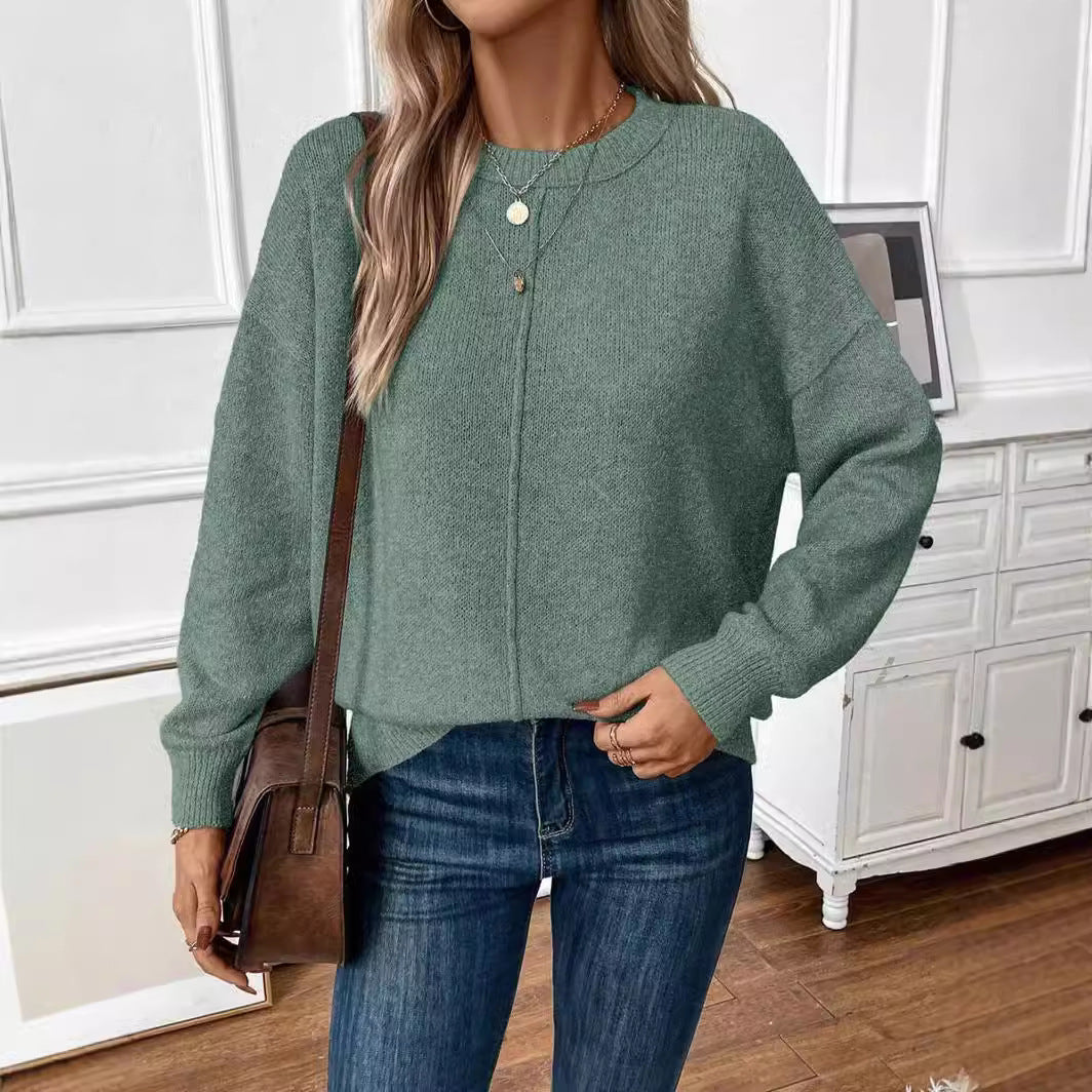 Damen legerer Strickpullover mit überschnittenen Schultern R&B