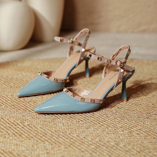 Damen stilvolle Slingback-Pumps mit dekorativen Nieten R&B