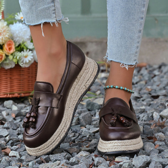 Damen Espadrilles mit modischer Schnürung und geflochtenem Boden R&B