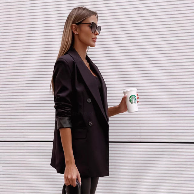Damen Karomuster Blazerjacke mit doppelter Knopfleiste und tailliertem Schnitt R&B