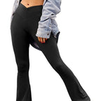 Damen Hohe Taille Flared Leggings mit Raffungen R&B