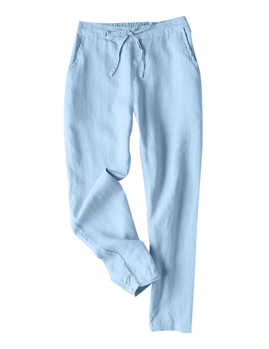 Damen Leichte Chinohose aus atmungsaktivem Leinenmix mit verstellbarem Bund R&B