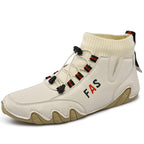 Damen Sportliche Leder Sneakers mit hohem Schaft und elastischer Schnürung R&B