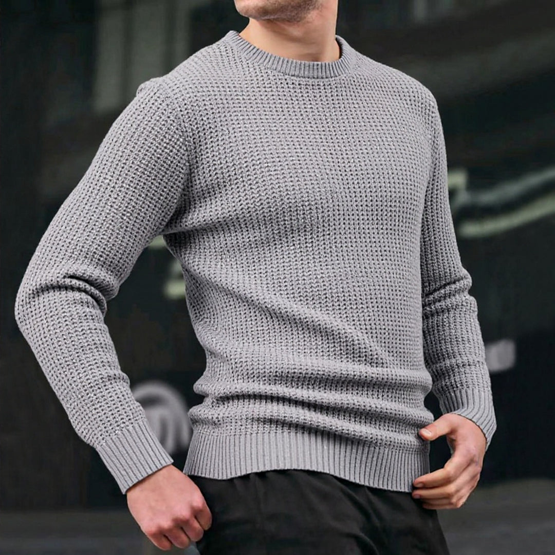 Herren lockerer Strickpullover mit Waffelmuster R&B