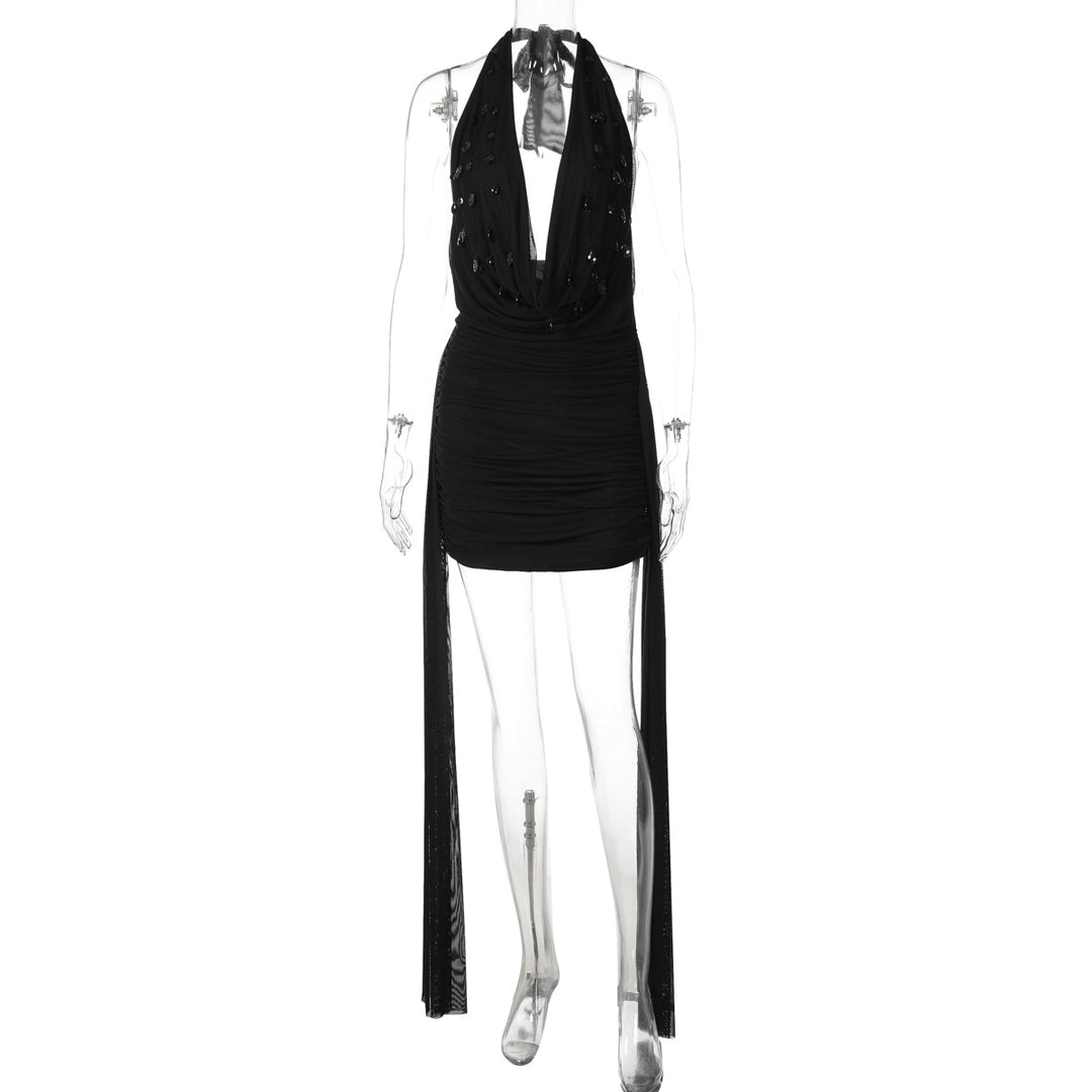 Damen Mini-Kleid mit raffiniertem Drapé und tiefem V-Ausschnitt R&B
