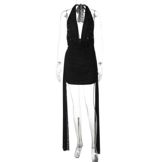 Damen Mini-Kleid mit raffiniertem Drapé und tiefem V-Ausschnitt R&B