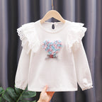 Mädchen Rundhals Sweatshirt mit Rüschendetails und Herzapplikation R&B