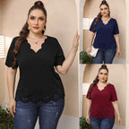 Damen Elegantes Oberteil mit romantischem Wellenmuster und Perforationen R&B