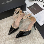 Damen Elegante Pumps mit transparentem Riemen und dekorativen Nieten R&B