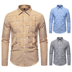 Herren elegantes Hemd mit strukturiertem Streifenmuster R&B