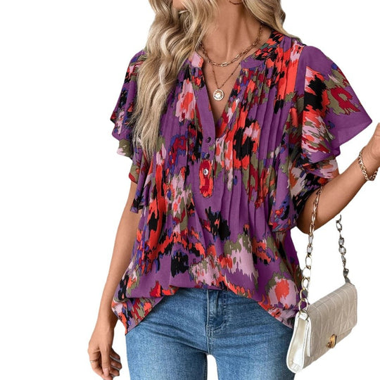 Damen Bluse mit Rüschenelementen und strukturiertem Design R&B