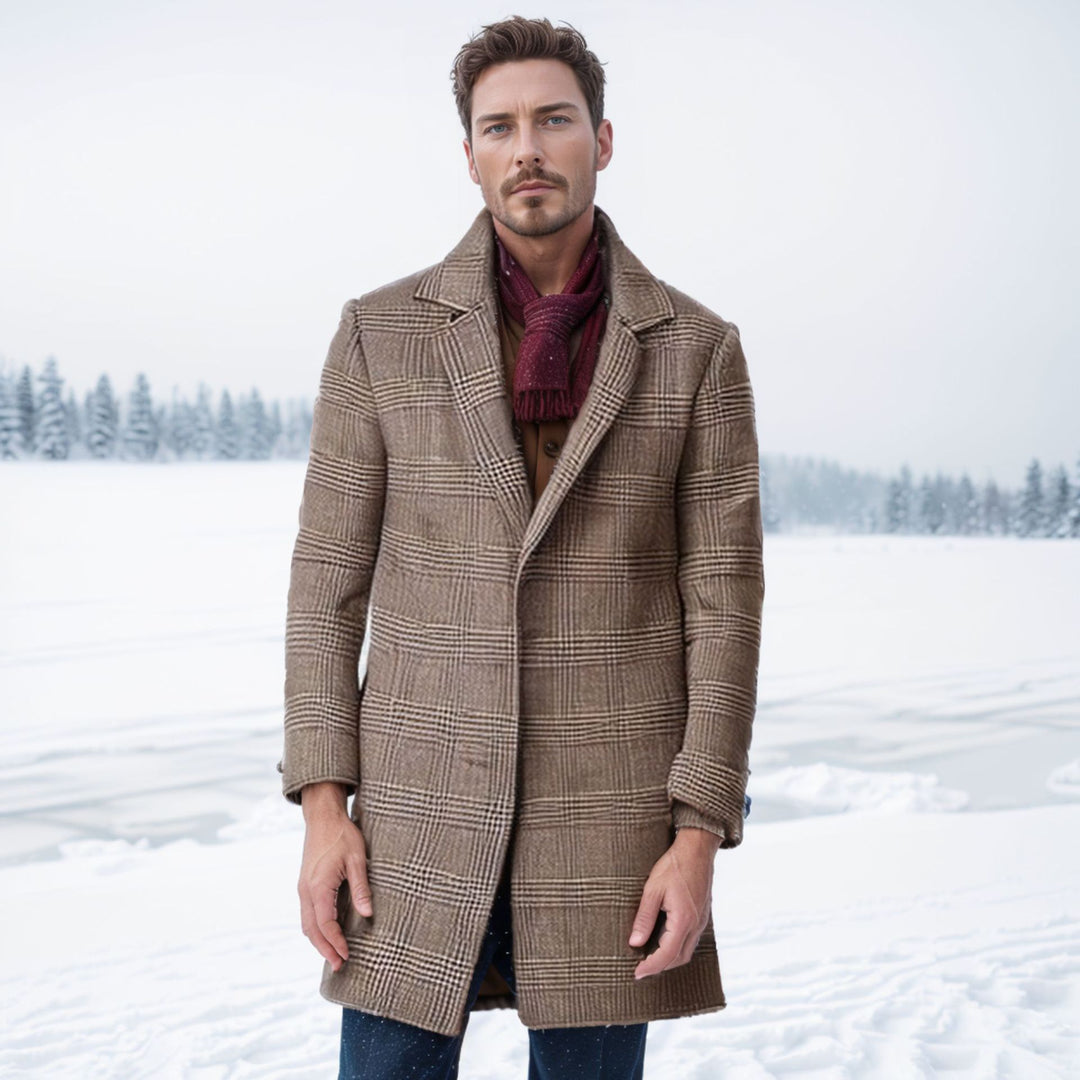 Herren eleganter Hahnentrittmuster-Mantel mit isolierter Fütterung R&B