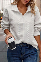 Damen Pullover mit Zipper und strukturierter Strickart R&B