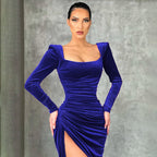 Damen Glamouröses Minikleid mit gerafftem Design und tiefem Schlitz R&B