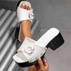 Damen modische Plattform-Sandalen mit glänzendem Detail und komfortablem Absatz R&B