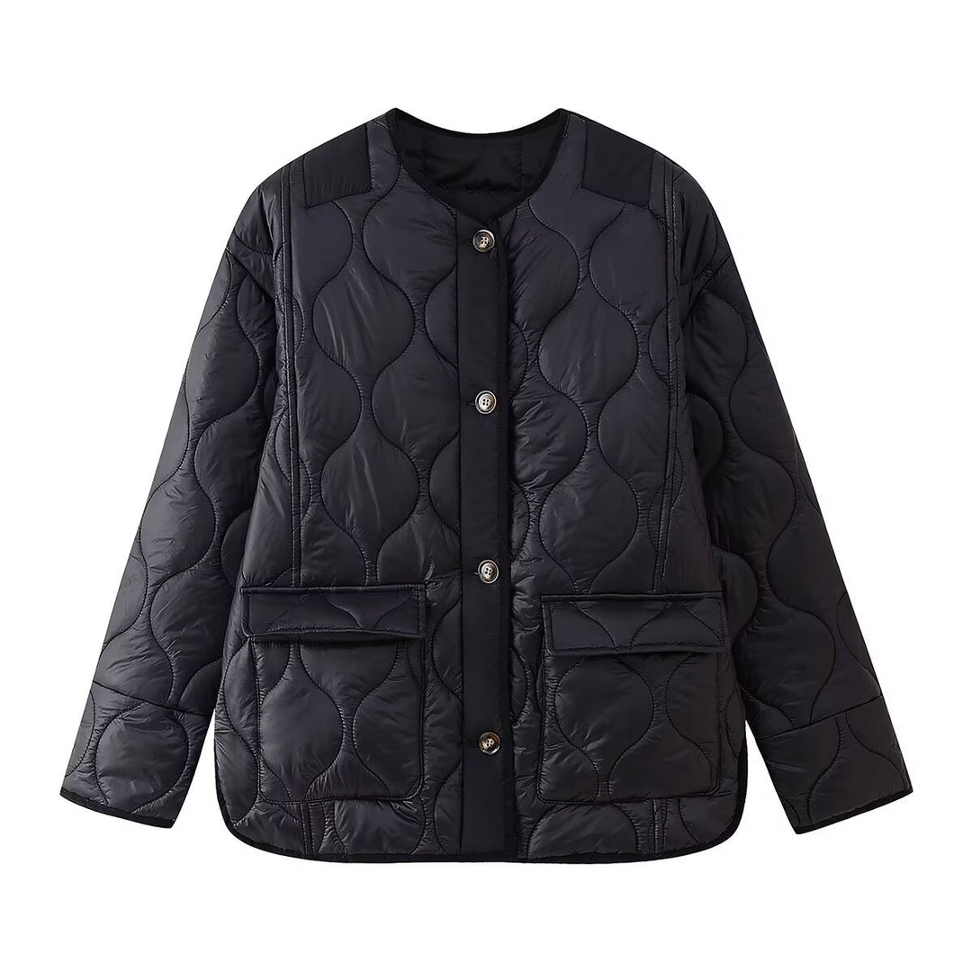 Damen Quilted Jacke mit Knopfverschluss und praktischen Taschen R&B