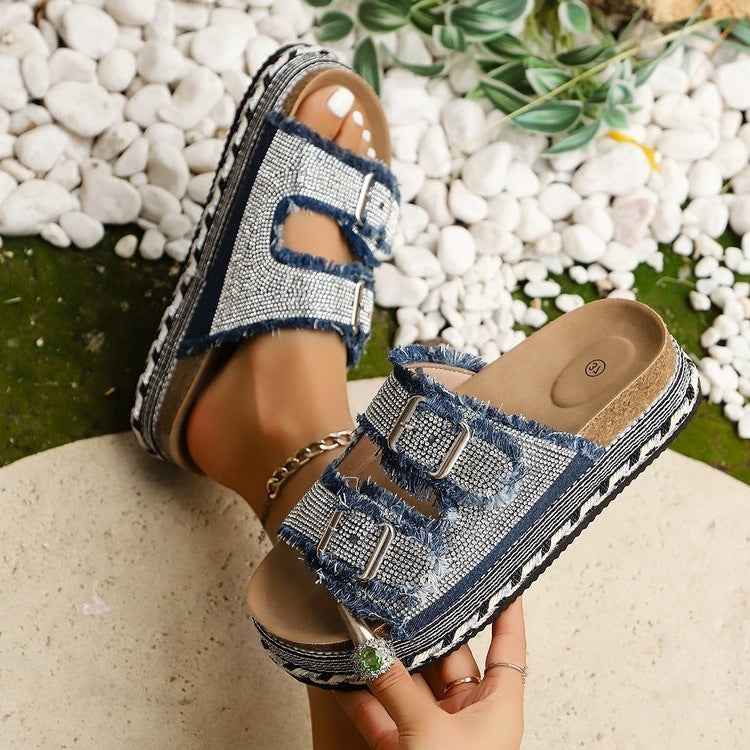 Damen Plattform-Sandalen mit modischem Doppelriemen R&B