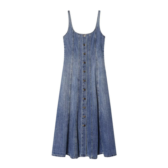 Damen Jeanskleid im A-Linien Schnitt mit Knopfverschluss R&B