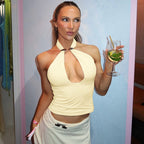 Damen Top mit raffiniertem Halterneck-Design und eleganter Schnalle R&B