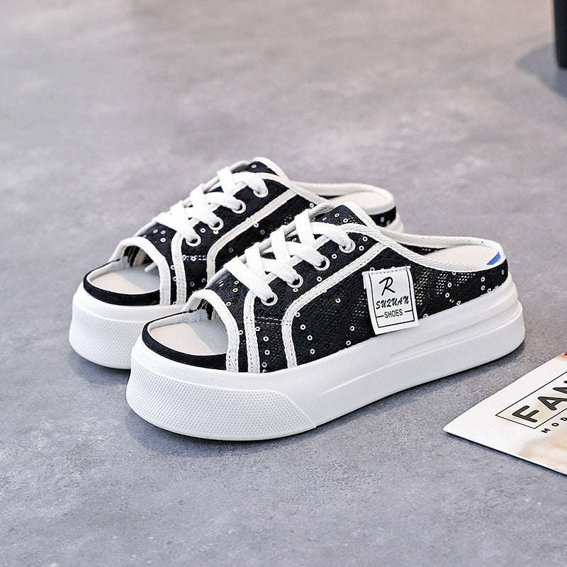 Damen Komfortable Clogsneaker mit modischem Spitzendesign R&B