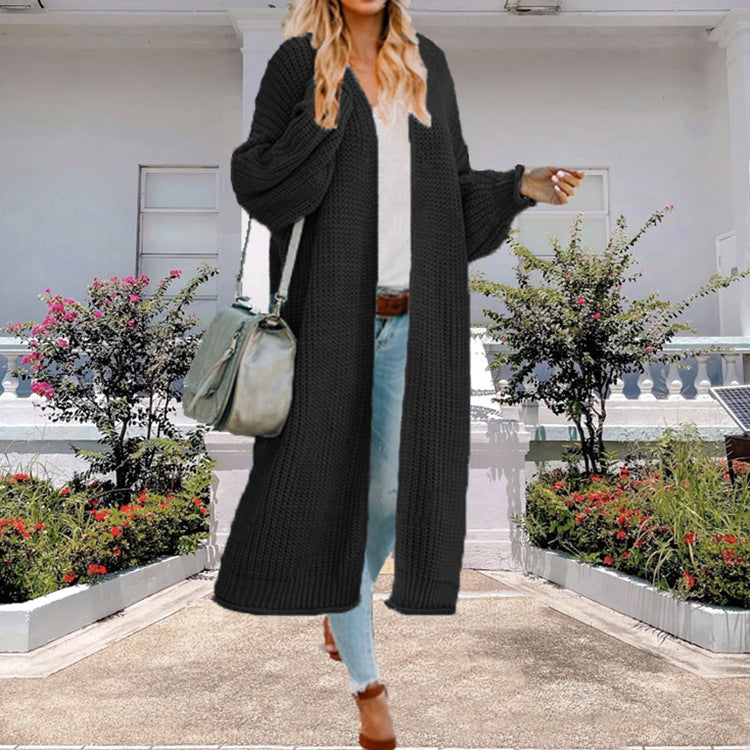 Damen Großer Strickmantel mit weitem Schnitt und tiefen Taschen R&B