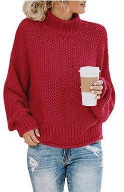Damen Baumwoll-Strickpullover mit hohem Kragen R&B