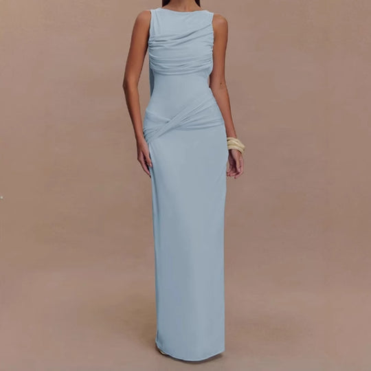 Damen Elegantes Maxi-Kleid mit drapiertem Oberteil und seitlichem Schlitz R&B