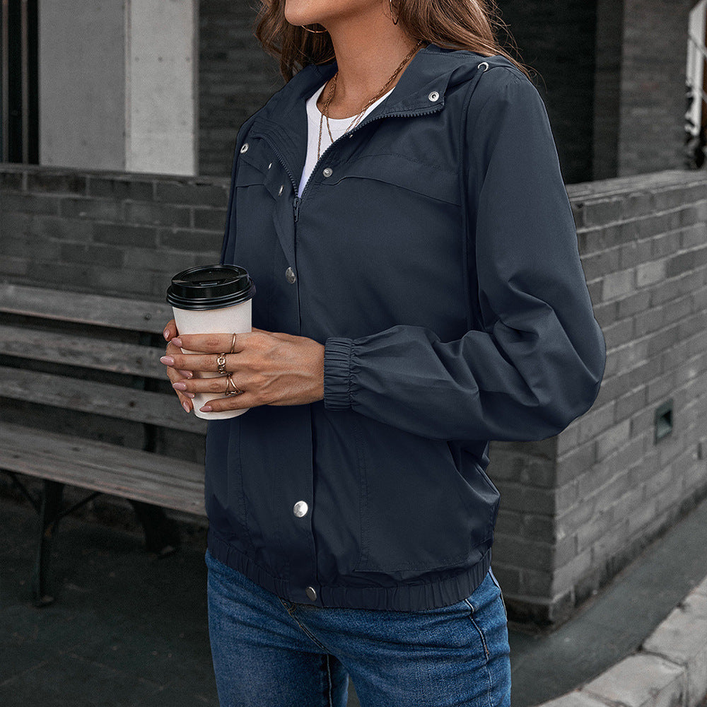 Damen Leichte Übergangsjacke mit modischem Kapuzen-Design und praktischen Taschen R&B