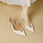 Damen elegante Slingback-Pumps mit modischem Schmuckelement