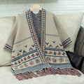 Damen stilvolle Poncho mit buntem Ethnomuster