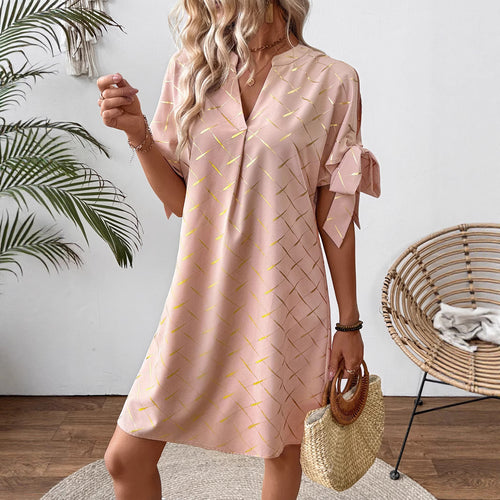 Damen lässiges Kleid mit leichten Puffärmeln R&B
