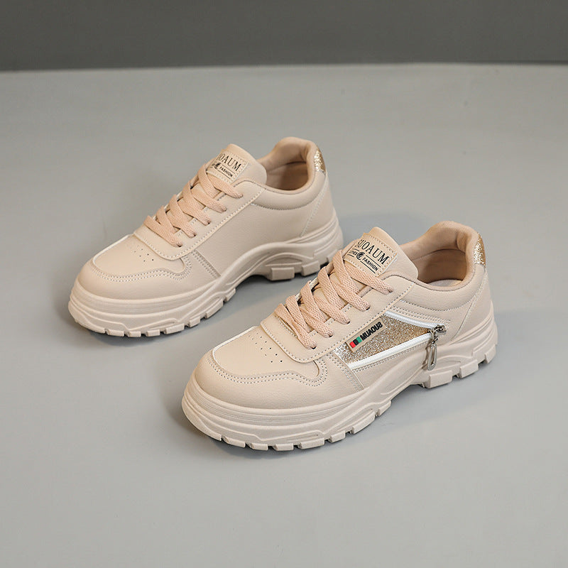 Damen sportliche Sneaker mit modischem Reißverschluss und stoßdämpfender Sohle R&B