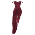 Damen asymmetrisches Spitzenkleid mit Rüschendetails R&B