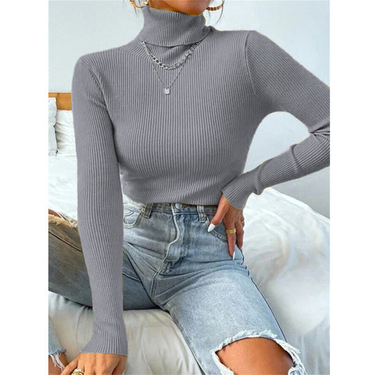 Damen Eleganter Rollkragenpullover mit feiner Rippstruktur R&B