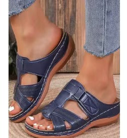 Damen bequeme Klettsandalen mit anatomischem Fußbettdesign R&B